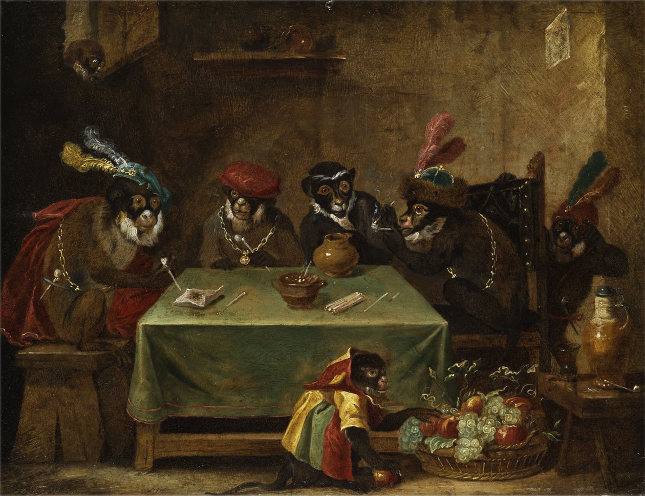 Den tobakkrøykende apegruppen av Ferdinand van Kessel