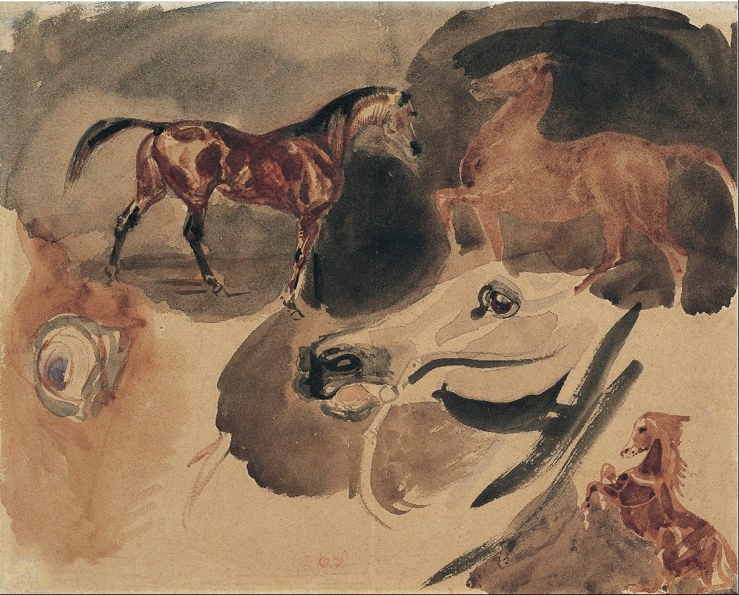 Studie av hester av Ferdinand Victor Eugene Delacroix