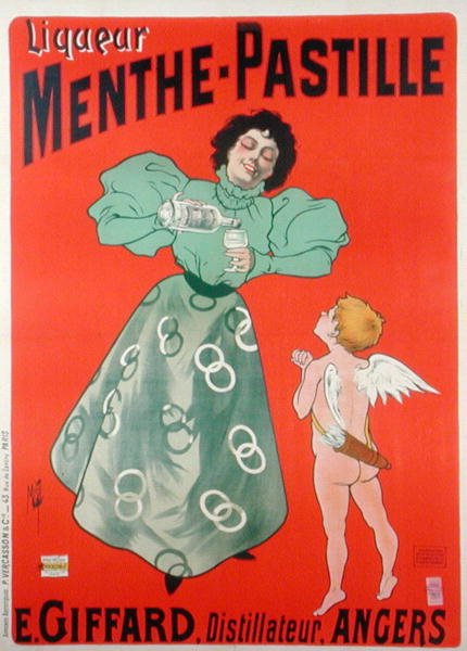 Plakatreklame for Menthe-Pastille, destillert av E. Giffard (litho-farge) av Ferdinand  Misti Mifliez