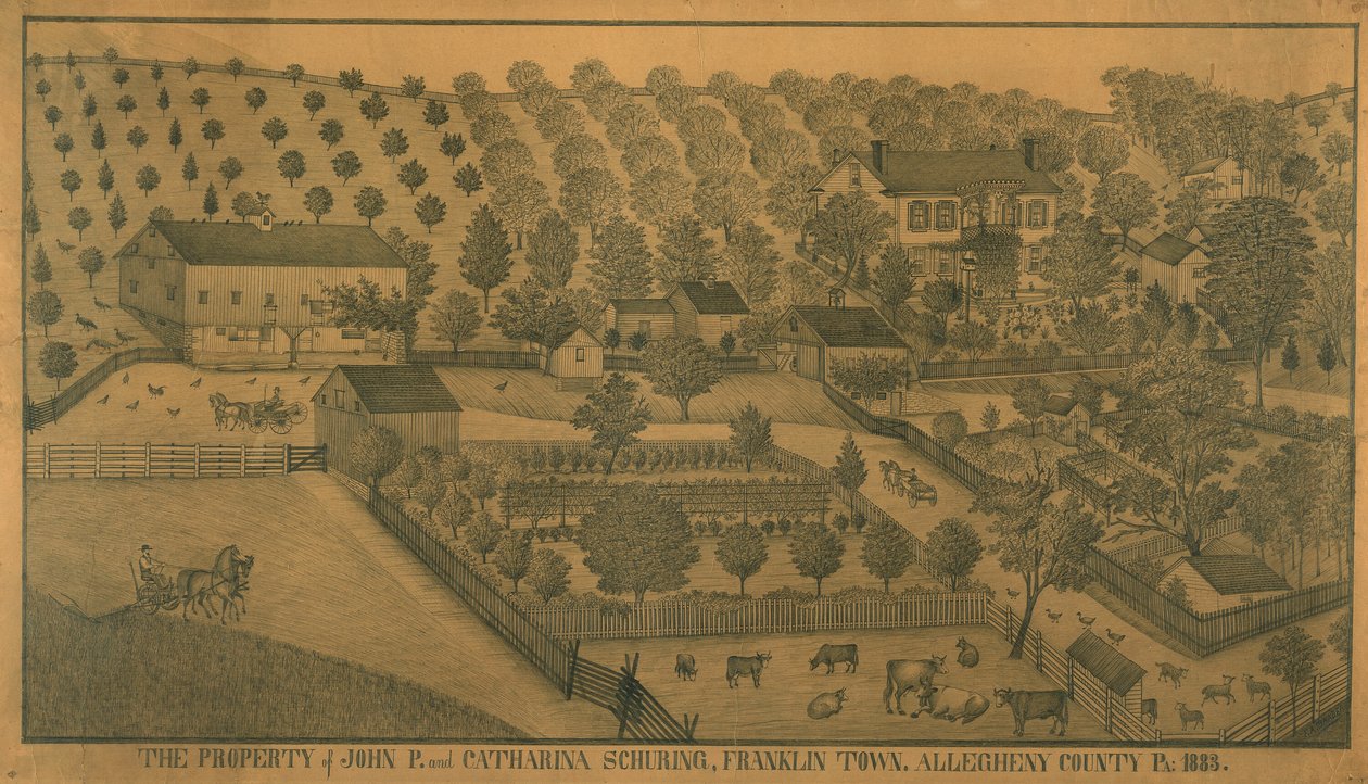 Eiendommen til John P. og Catharina Schuring, Franklin Town, Allegheny County, Pennsylvania av Ferdinand A. Brader