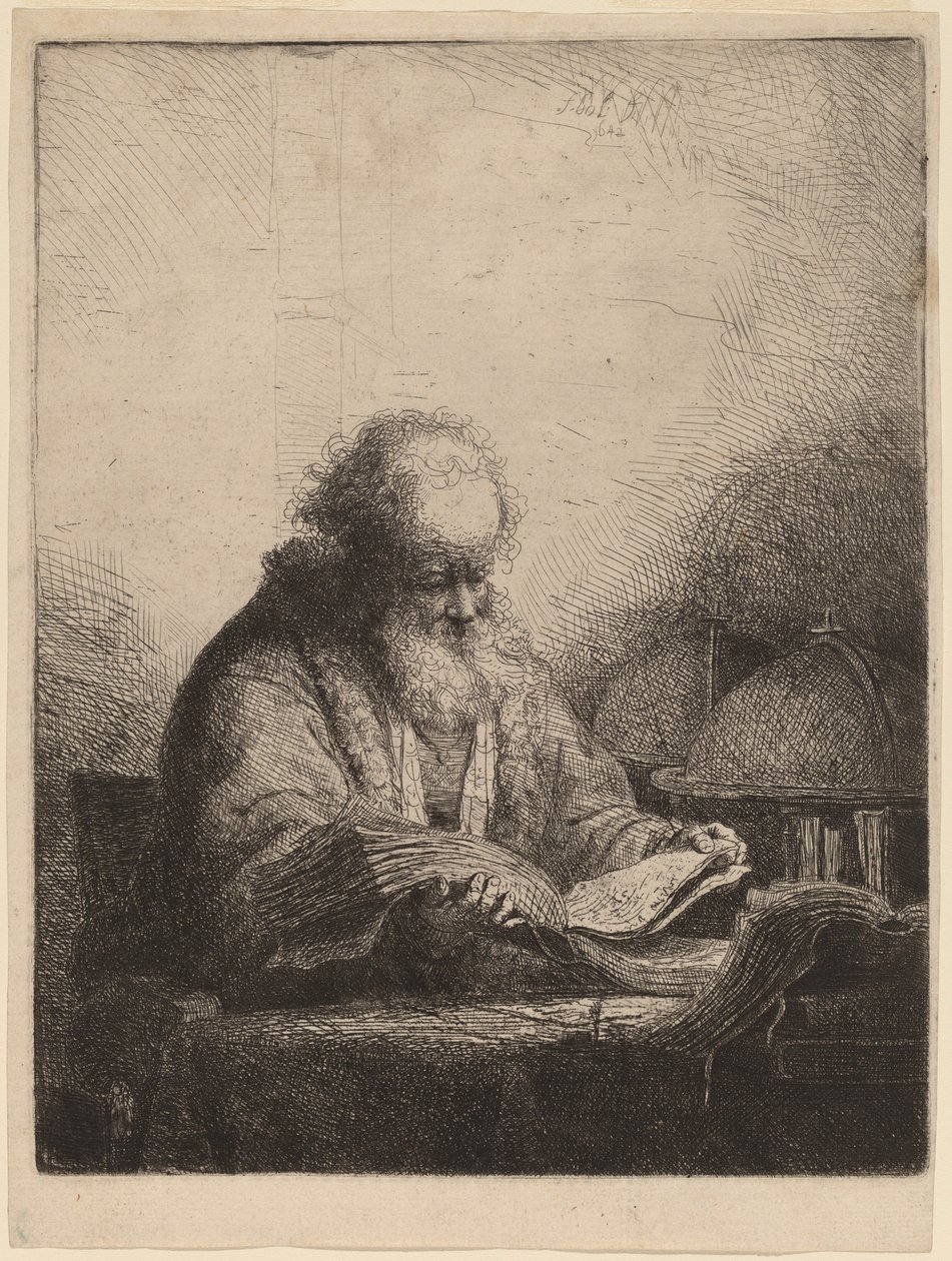 En gammel mann som leser av Ferdinand Bol
