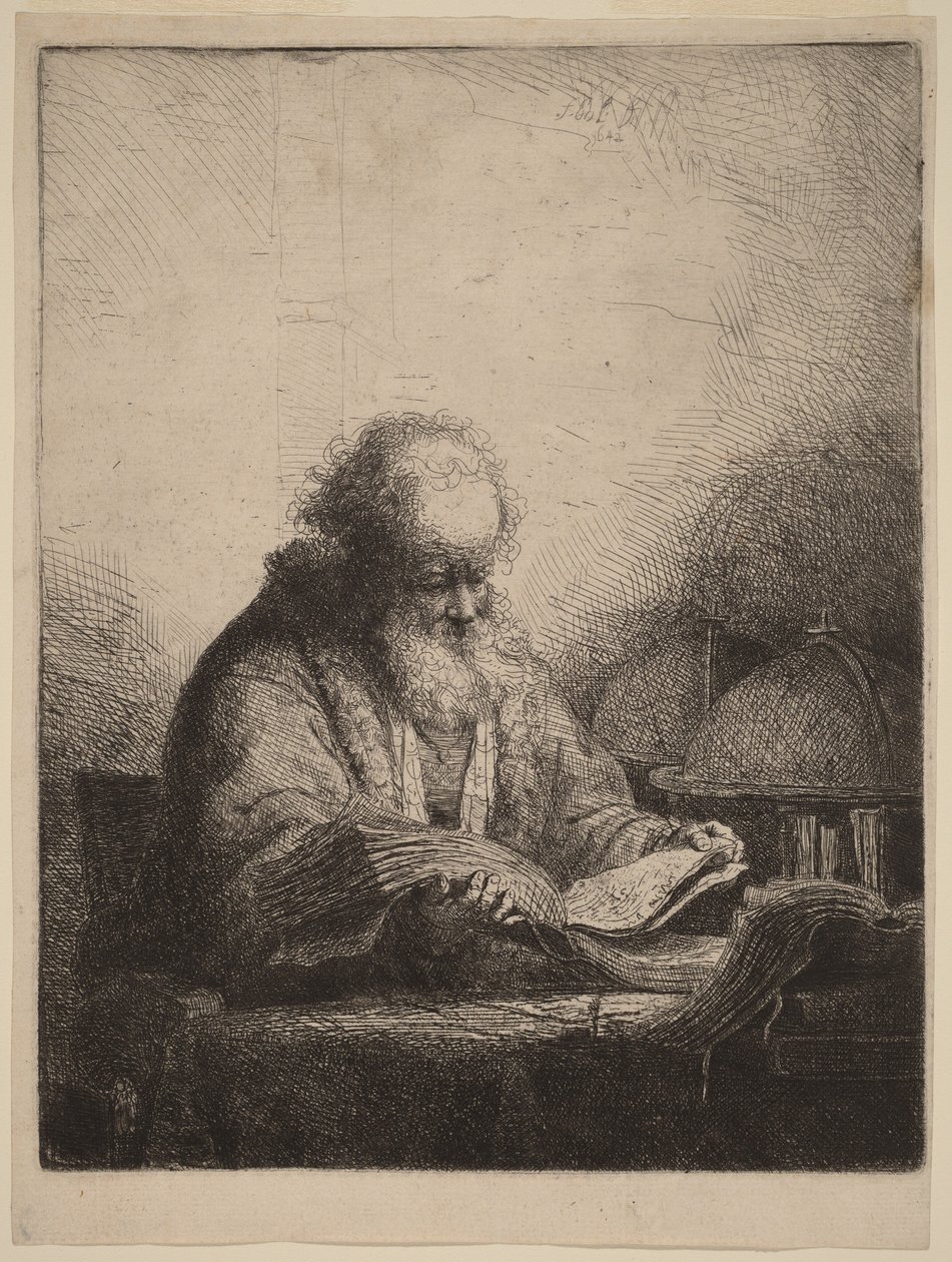 En gammel mann som leser av Ferdinand Bol
