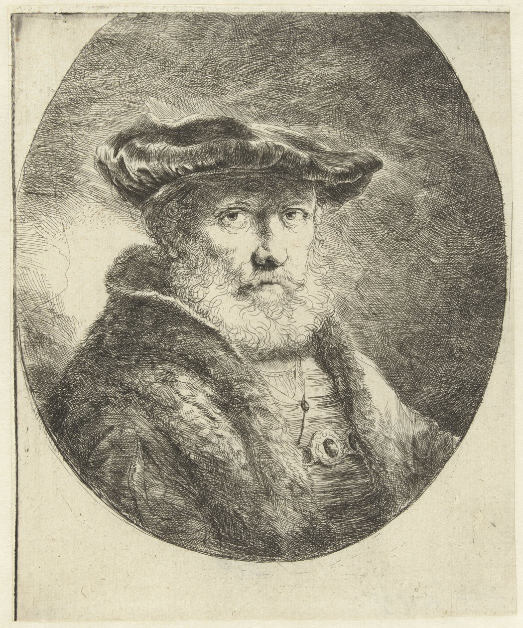 Byste av en gammel mann med en beret i fløyel av Ferdinand Bol