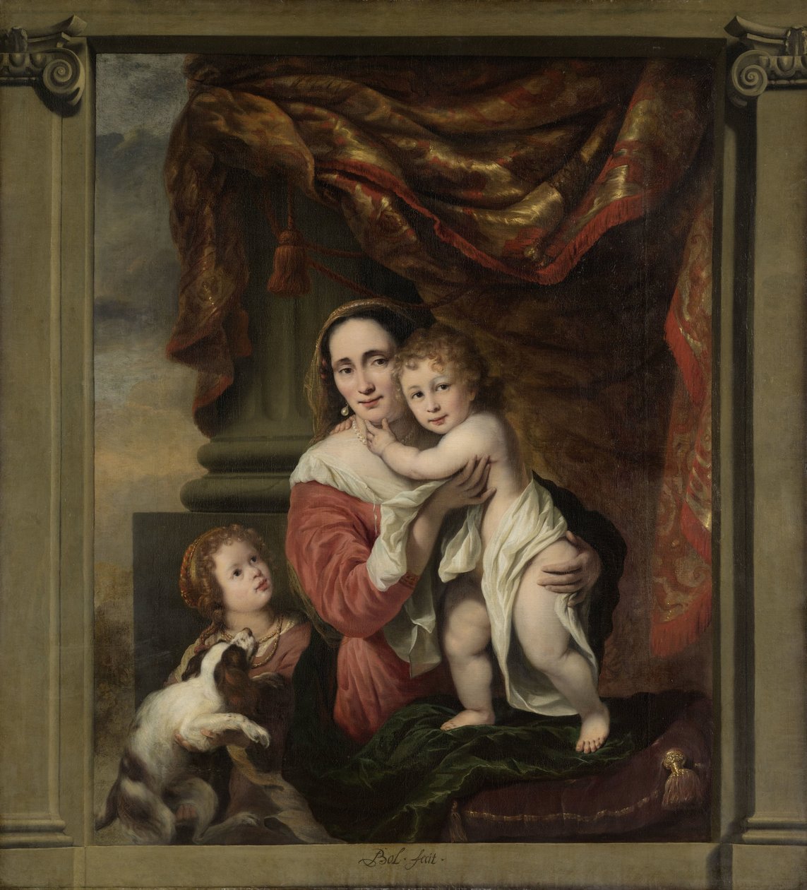 Caritas: Joanna de Geer (1629-1691) med barna Cecilia Trip (1660-1728) og Laurens Trip (f. 1662) av Ferdinand Bol
