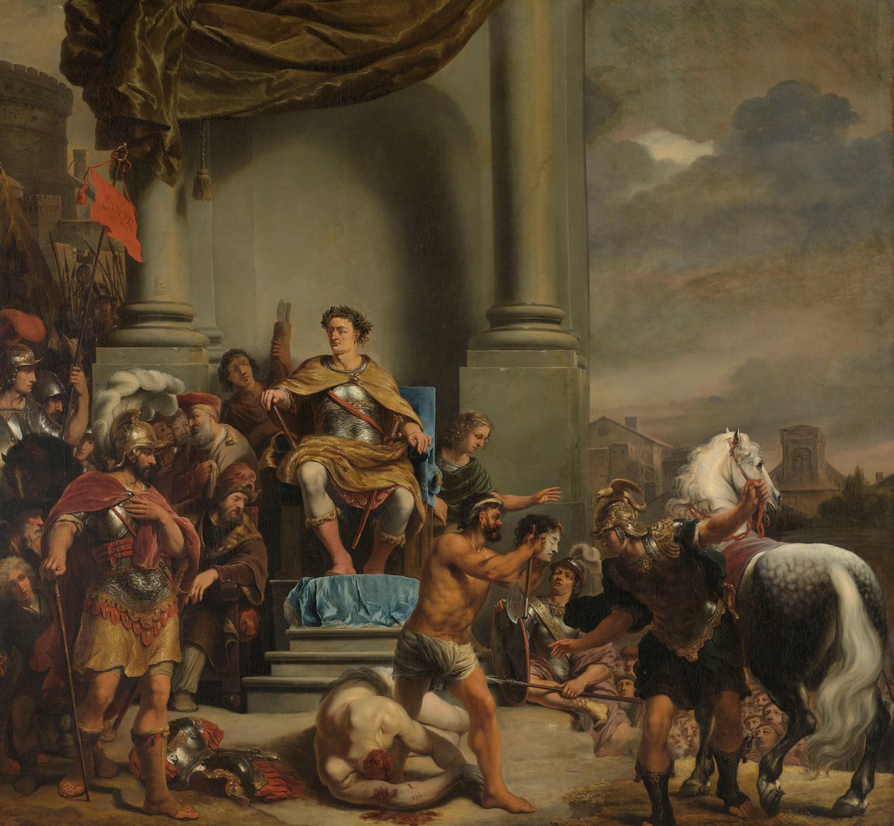 Konsul Titus Manlius Torquatus beordrer halshugging av sin sønn Konsul Titus Manlius Torquatus halshugger disse sønnene av Ferdinand Bol