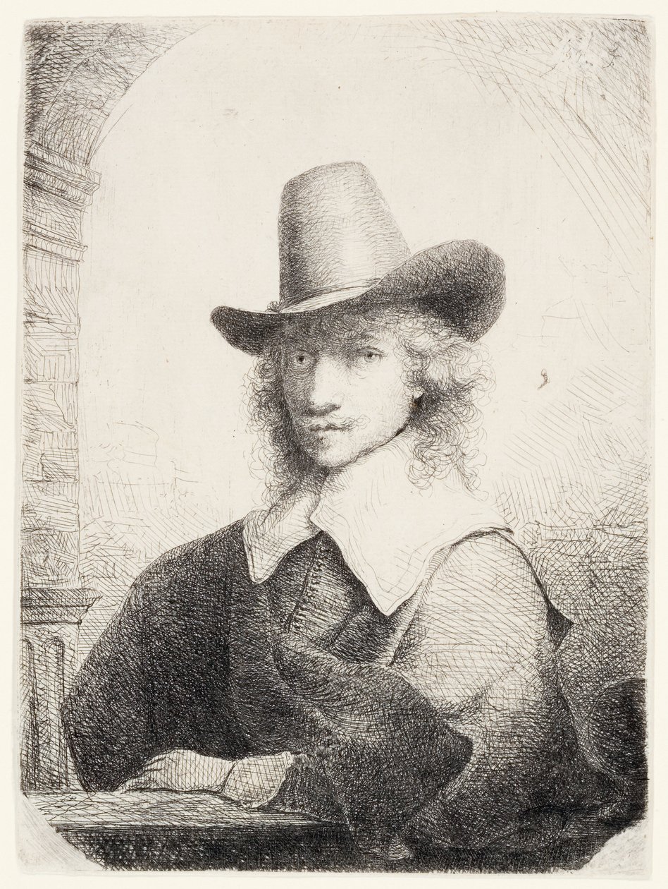 Mann med høy hatt, ca. 1645-50 av Ferdinand Bol