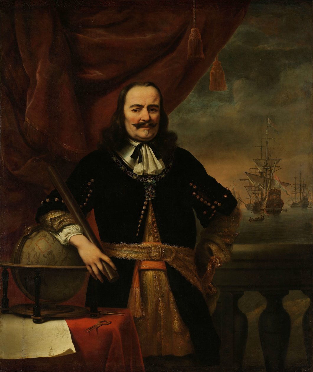Michiel de Ruyter som løytnant-admiral Portrett av Michiel Adriaenszoon de Ruyter (1607-1676), viseadmiral av Ferdinand Bol