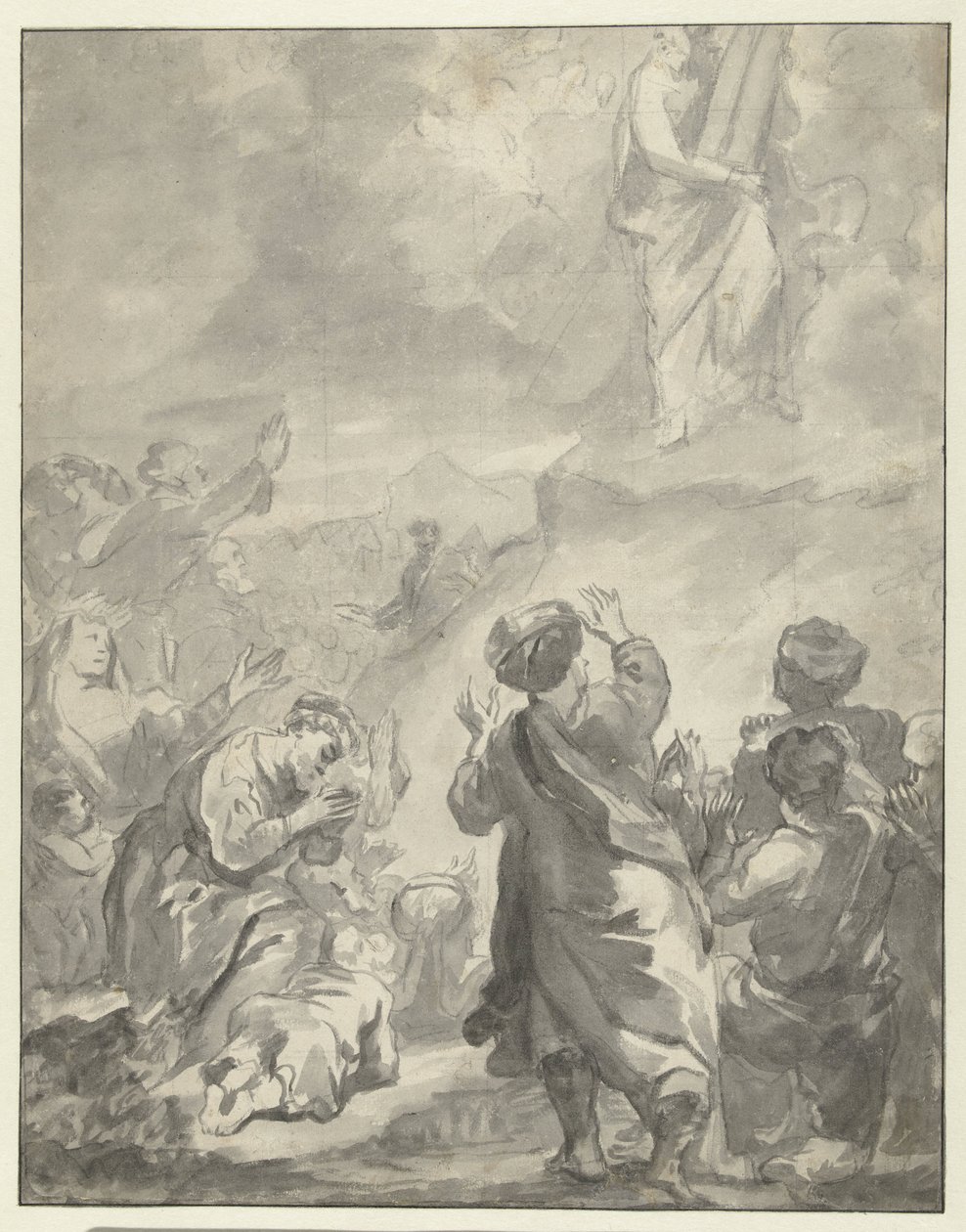 Moses stiger ned fra Sinai-fjellet med de ti bud av Ferdinand Bol