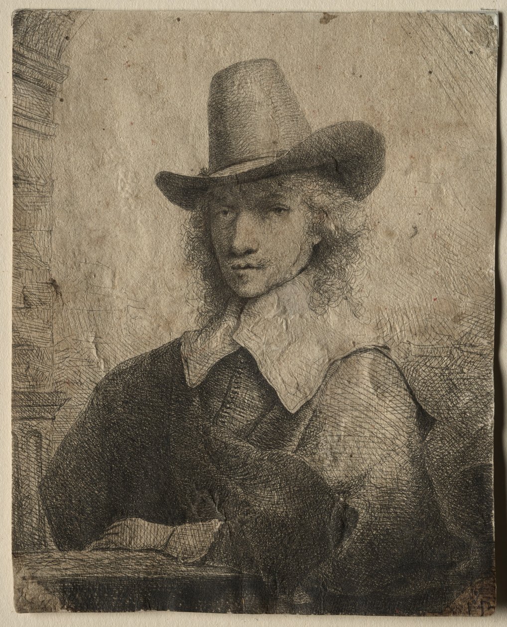 Portrett av en mann med høy hatt av Ferdinand Bol