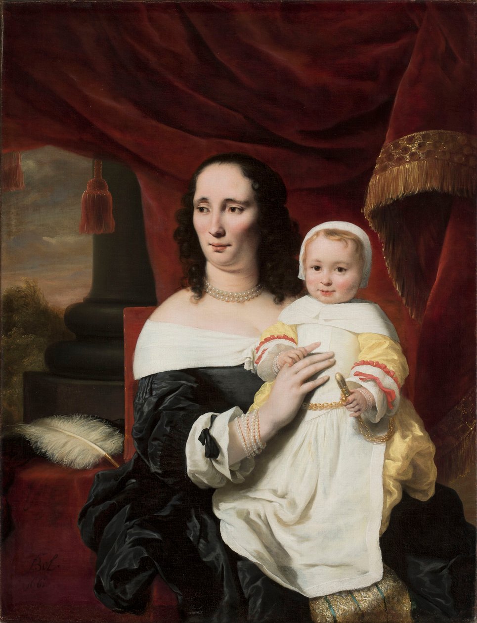 Portrett av Johanna de Geer-Trip med datteren Cecylia av Ferdinand Bol