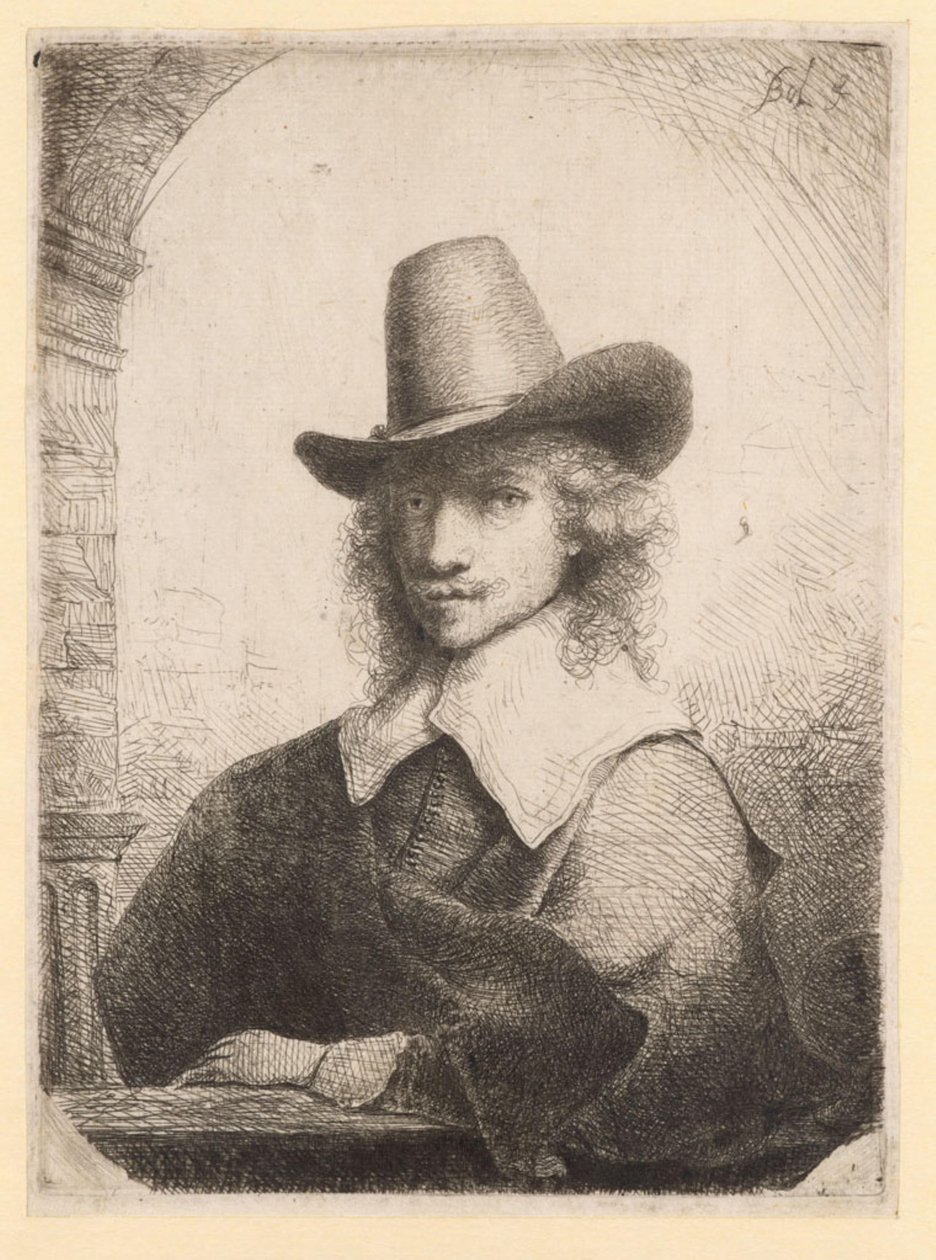 Portrett av en mann med høy hatt av Ferdinand Bol
