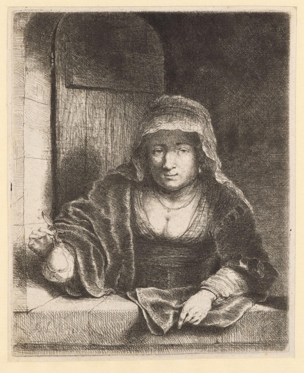 Kvinne med en pære av Ferdinand Bol