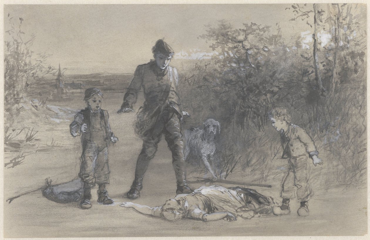 Jegeren Teun ved liket av Zijtje av Ferdinand Carl Sierich