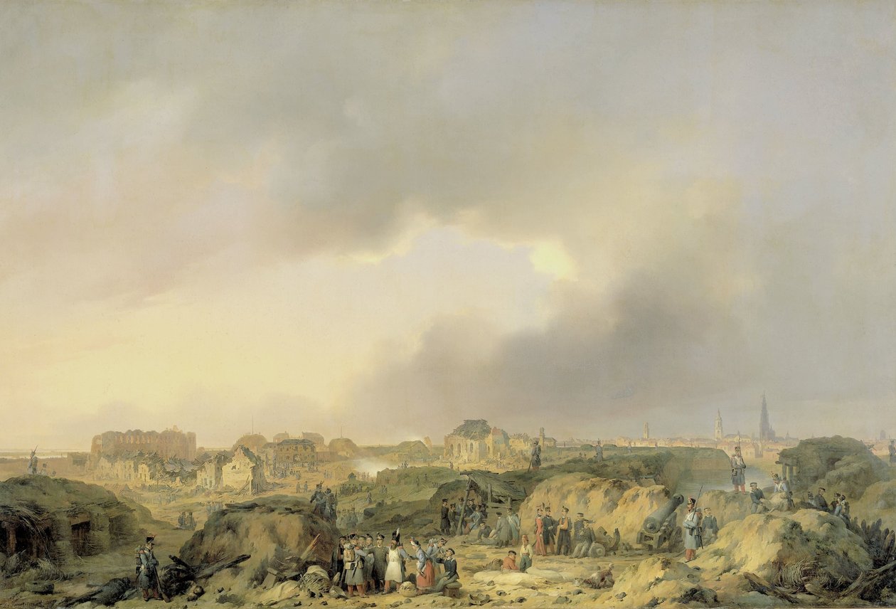 Citadellet i Antwerpen kort tid etter beleiringen 19. november-23. desember 1832, og overgivelsen av den nederlandske Garisson til franskmennene av Ferdinand De Braekeleer (I)