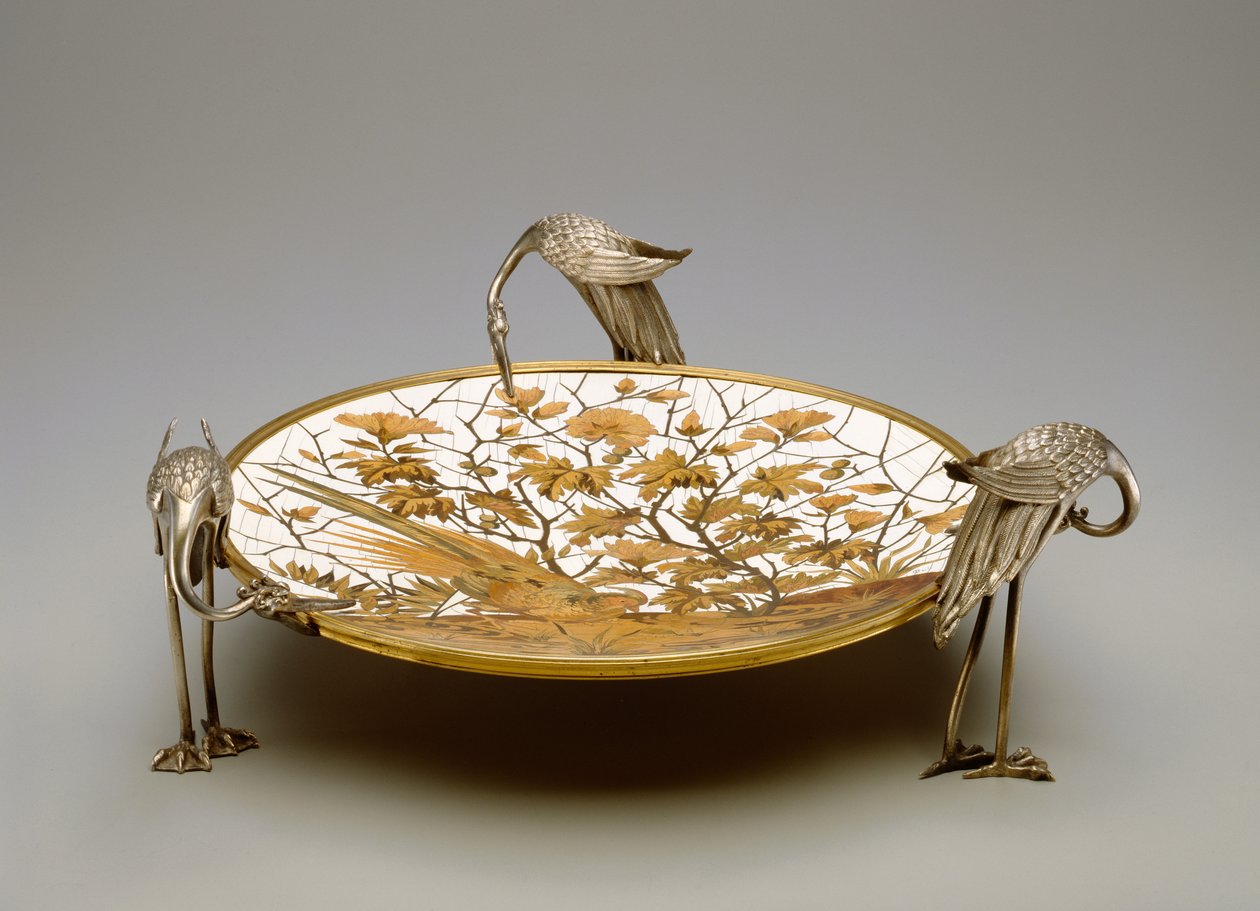 Coupe, ca. 1878 (forsølvet messing, intarsia av elfenben, kobberlegering og tre) av Ferdinand Duvinage