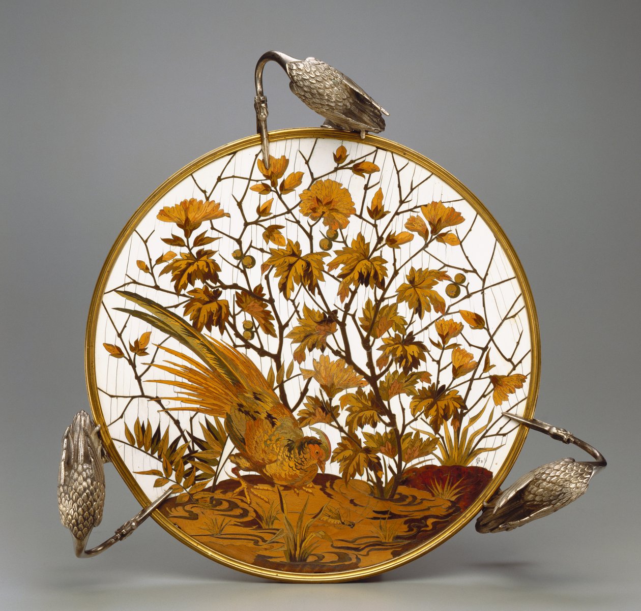 Coupe, ca. 1878 (forsølvet messing, intarsia av elfenben, kobberlegering og tre) av Ferdinand Duvinage