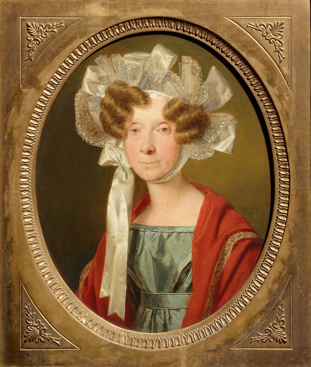 Portrett av en dame med blondehette av Ferdinand Georg Waldmüller