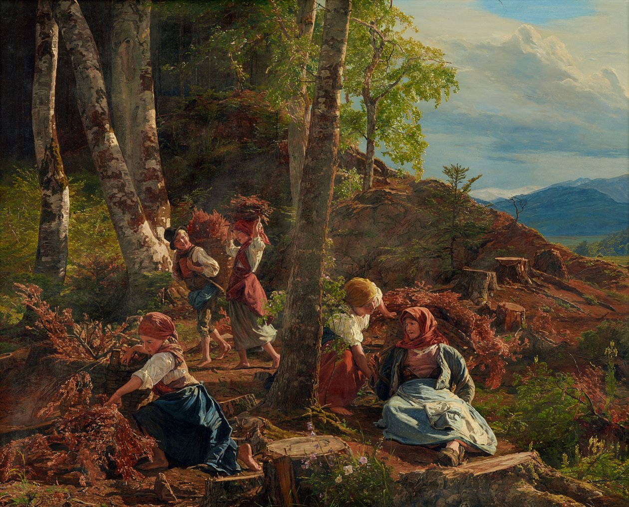 Brushwood-plukkere ved Wienerskogen, 1855. av Ferdinand Georg Waldmuller