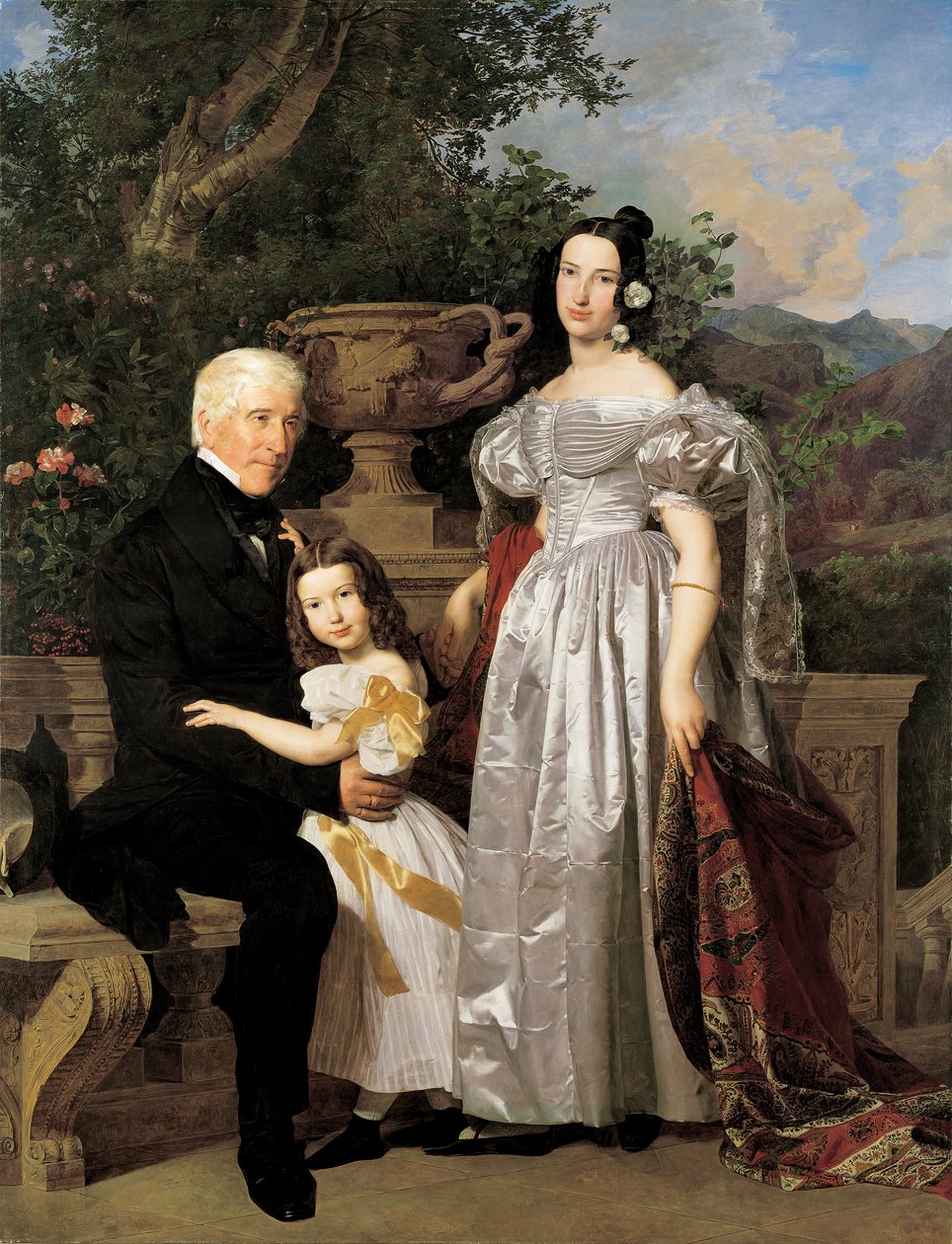 Fyrste Esterházy-rådmann Mathias Kerzmann med sin andre kone Maria Helena, født Mikolischütz, og datteren Maria av Ferdinand Georg Waldmuller