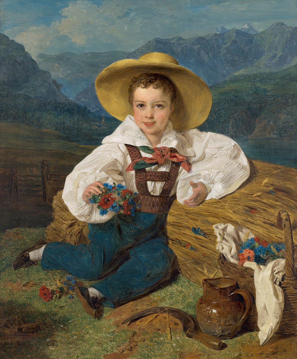 Grev Demetrius Apraxin som et barn foran et fjellandskap av Ferdinand Georg Waldmuller