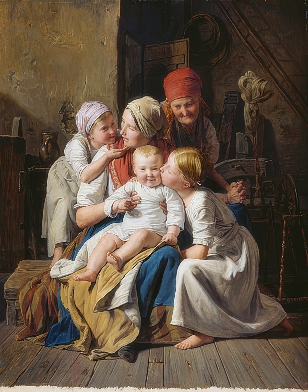 Bestemor gleder. 1852 av Ferdinand Georg Waldmuller
