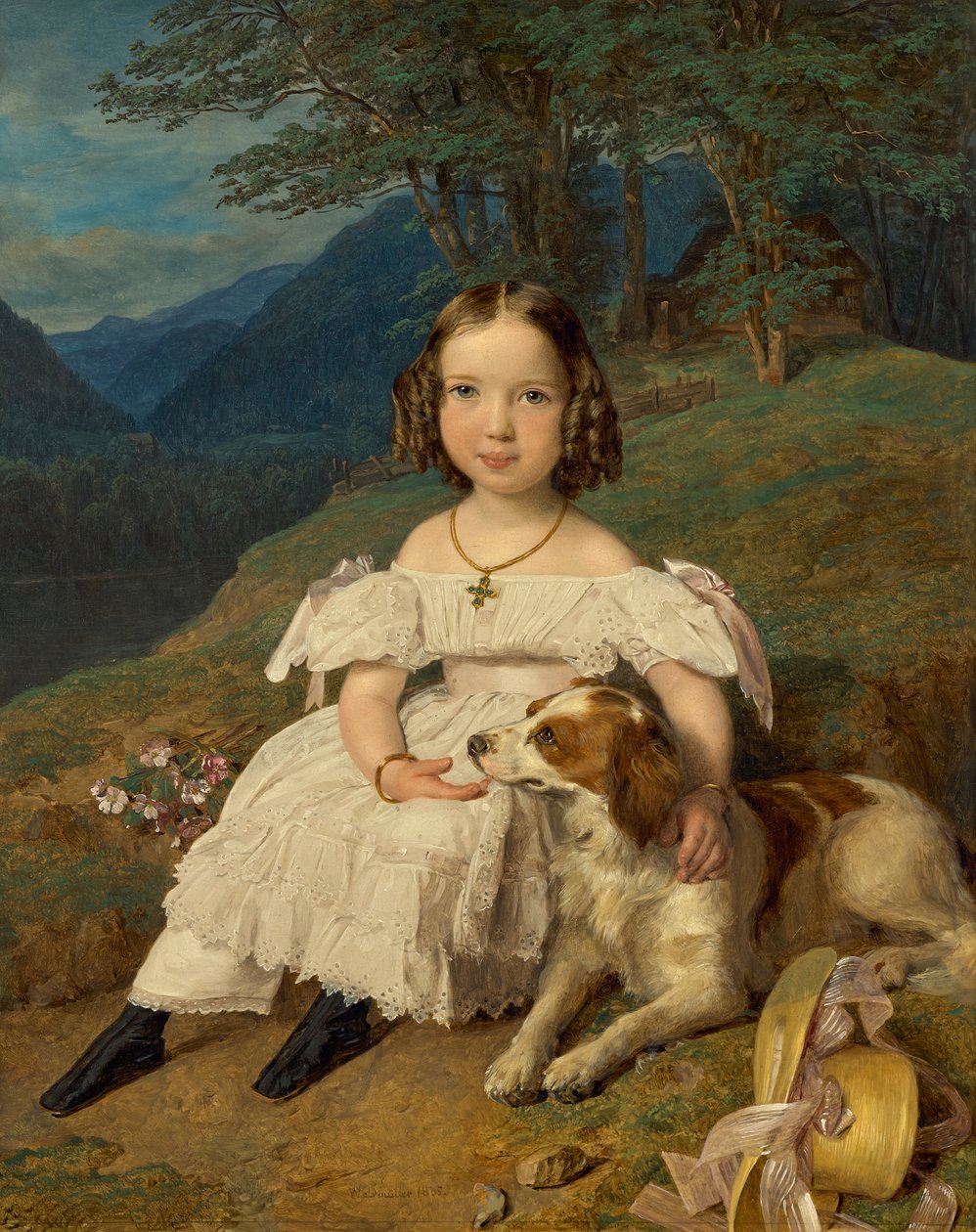 Portrett av grevinne Julia Alexandrovna Apraxina 1830-1917 som barn, 1835. av Ferdinand Georg Waldmuller