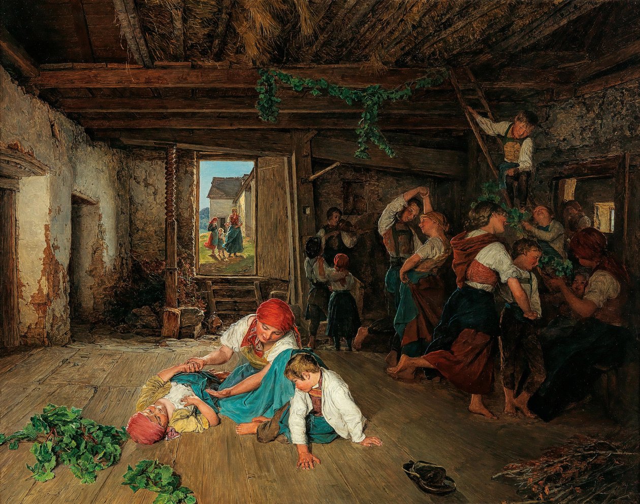 Forbereder feiringen av vinhøsten, 1860. av Ferdinand Georg Waldmuller