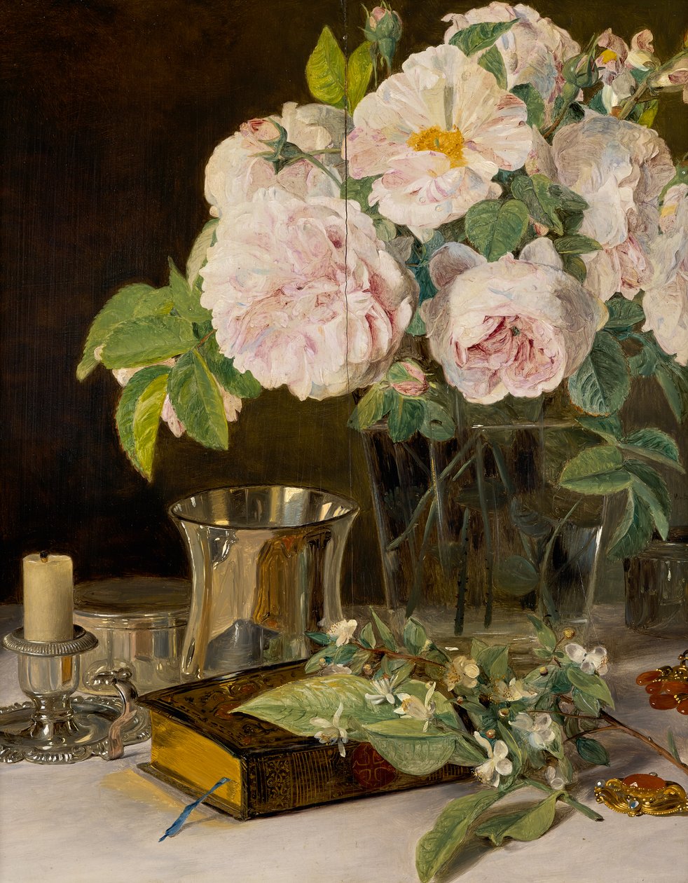 roser i glasset av Ferdinand Georg Waldmuller