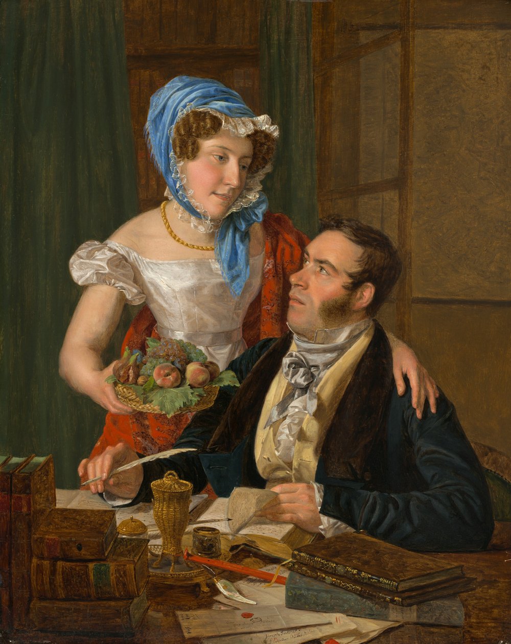 Kartografen professor Josef Jüttner og hans kone, 1824. av Ferdinand Georg Waldmuller