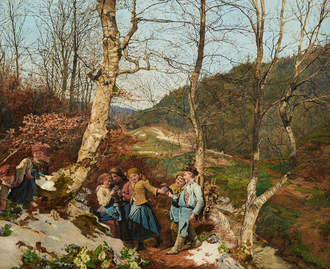 Tidlig vår i Wienerskogen av Ferdinand Georg Waldmuller