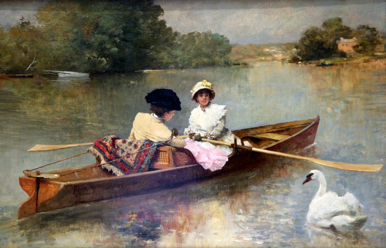 'Båtliv på Seinen', 1875-1876 av Ferdinand Heilbuth