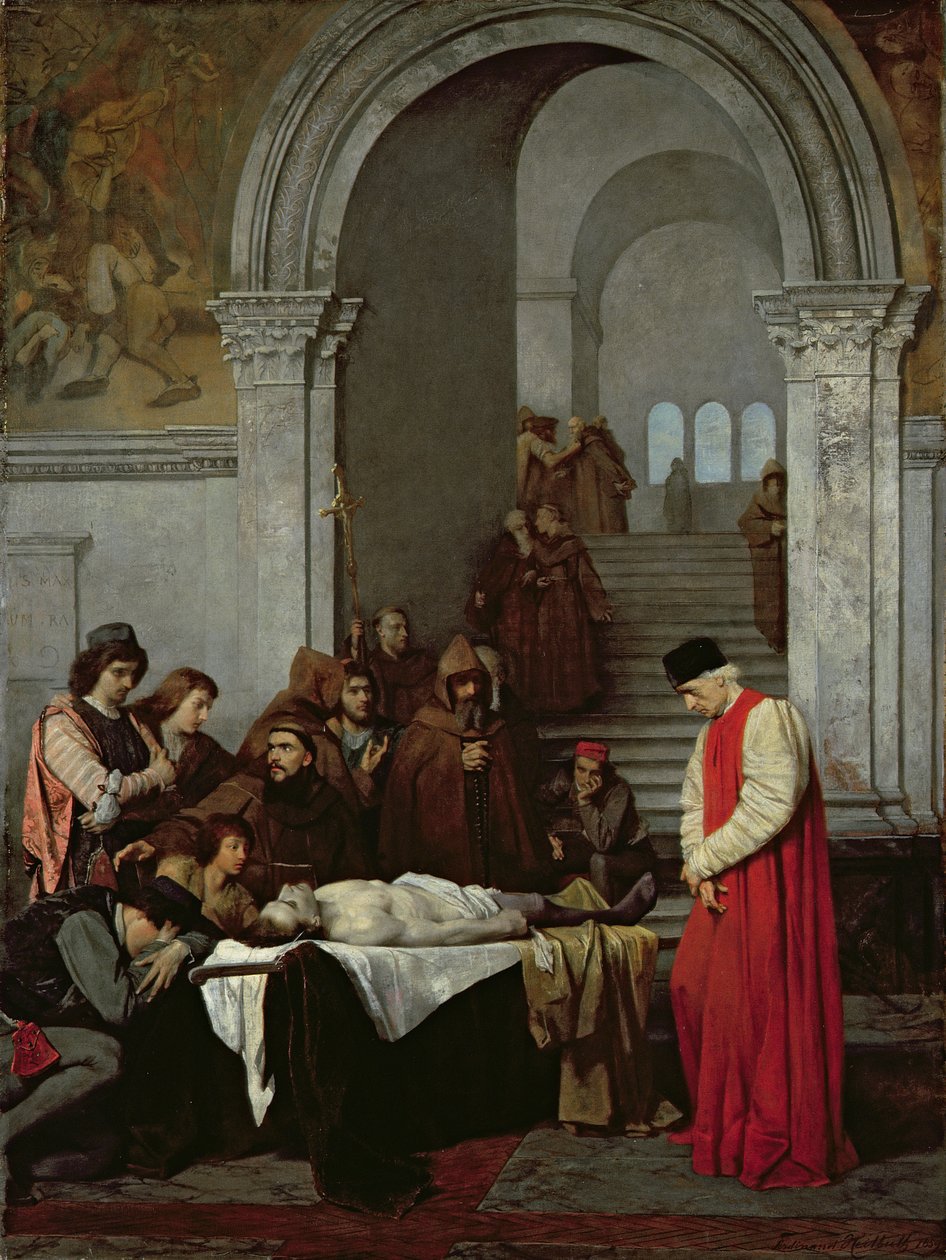 Maleren Luca Signorelli står ved liket av rivalens døde sønn, 1859 av Ferdinand Heilbuth