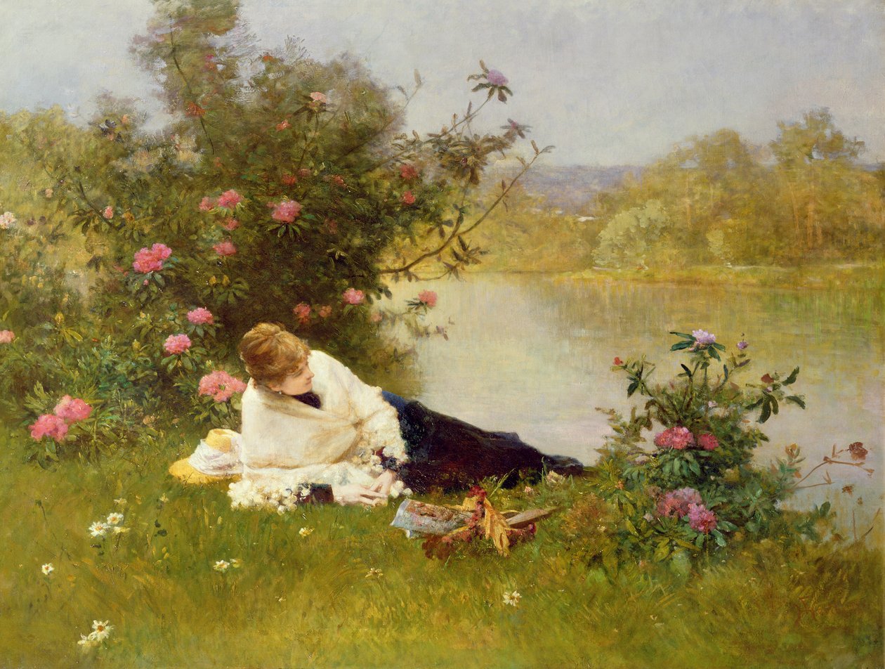 Kvinne på en elvebredd av Ferdinand Heilbuth