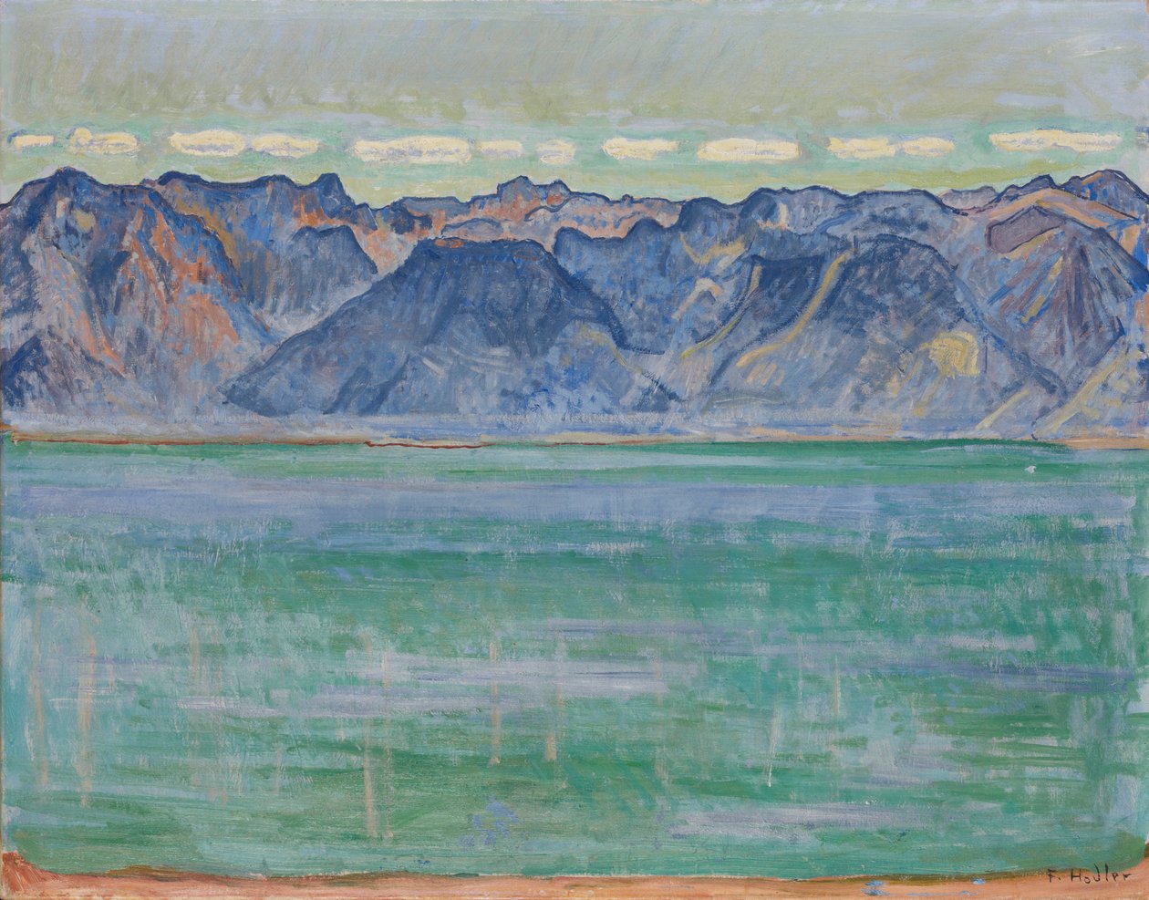 Genfersjøen med Savoy-alpene, ca. 1905. av Ferdinand Hodler
