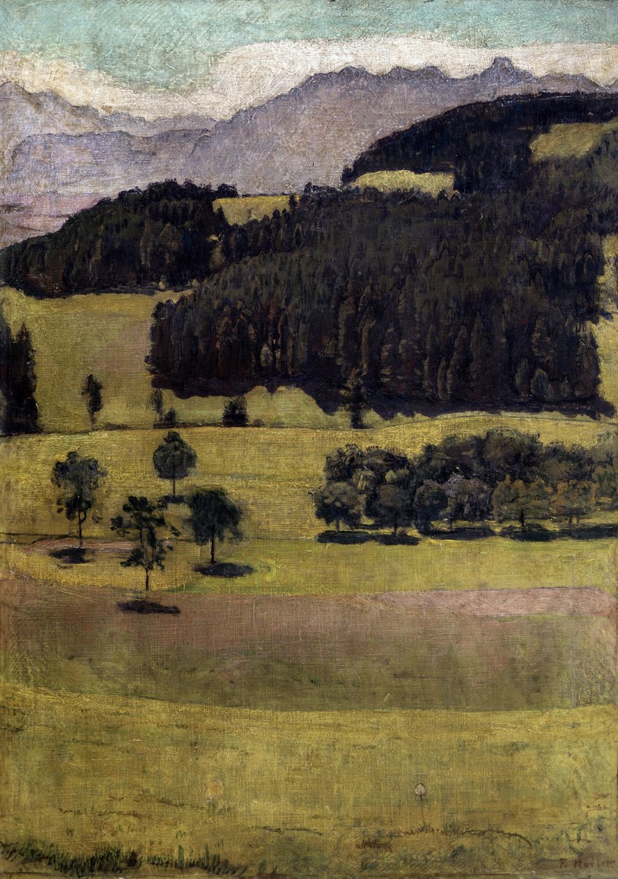 Landskap, Oaks at Stockhorn, 1898 av Ferdinand Hodler
