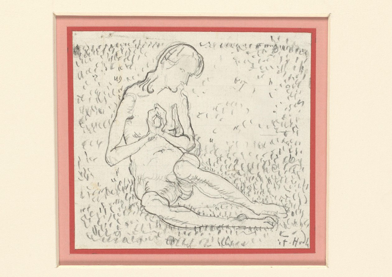 Studie für Die Erwachende (Der Tag) av Ferdinand Hodler