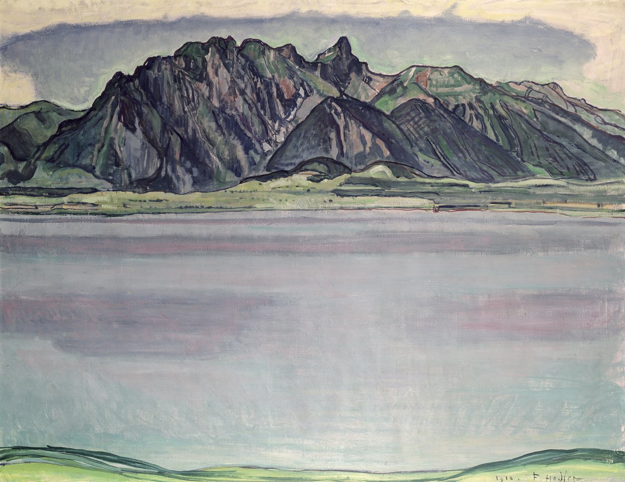 Thunersee med Stockhorn-fjellene, 1910 av Ferdinand Hodler