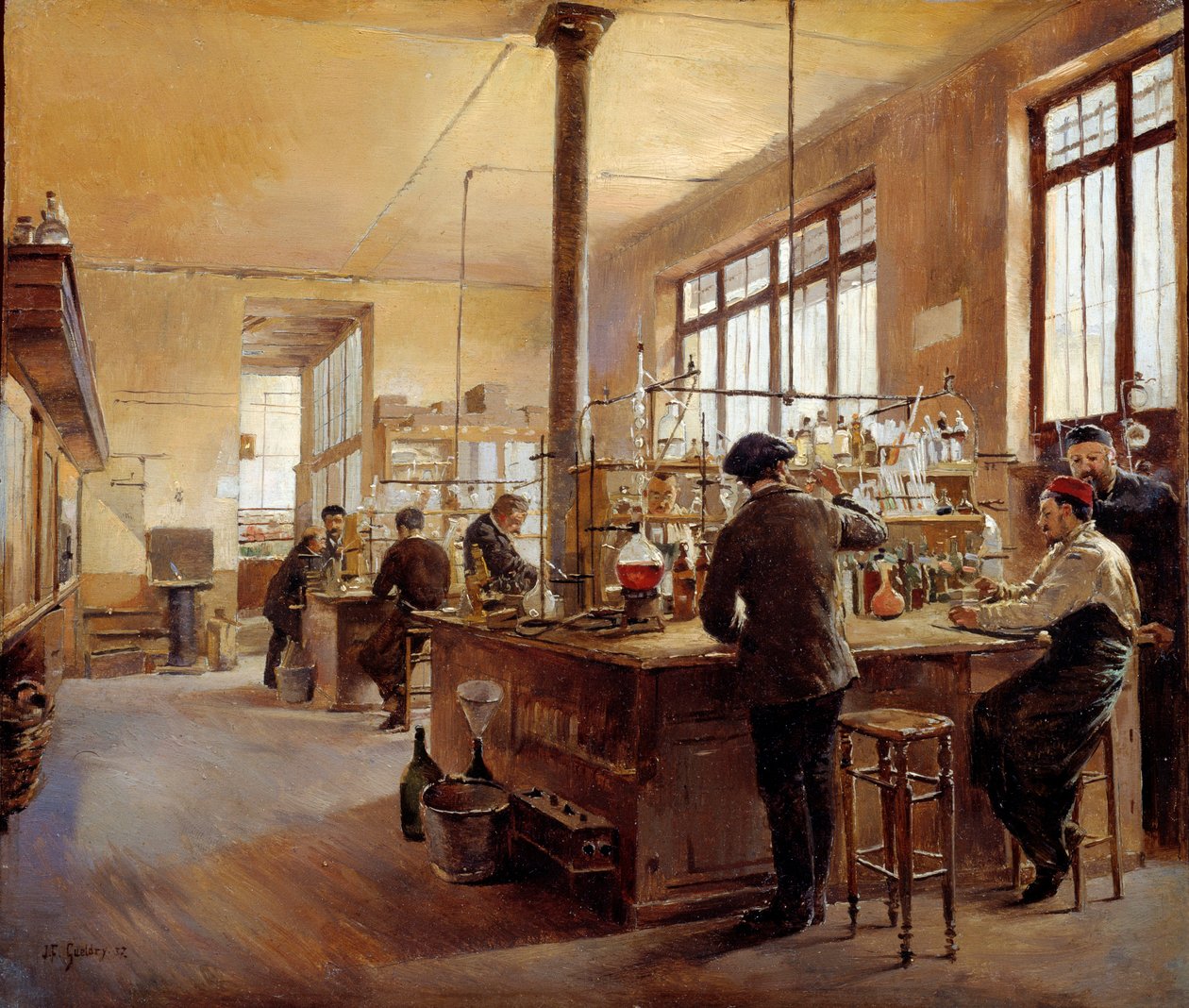 Det kommunale laboratoriet har politiprefekturen boulevard du palace. Maleri av Ferdinand Joseph Gueldry (1858-1945) av Ferdinand Joseph Gueldry