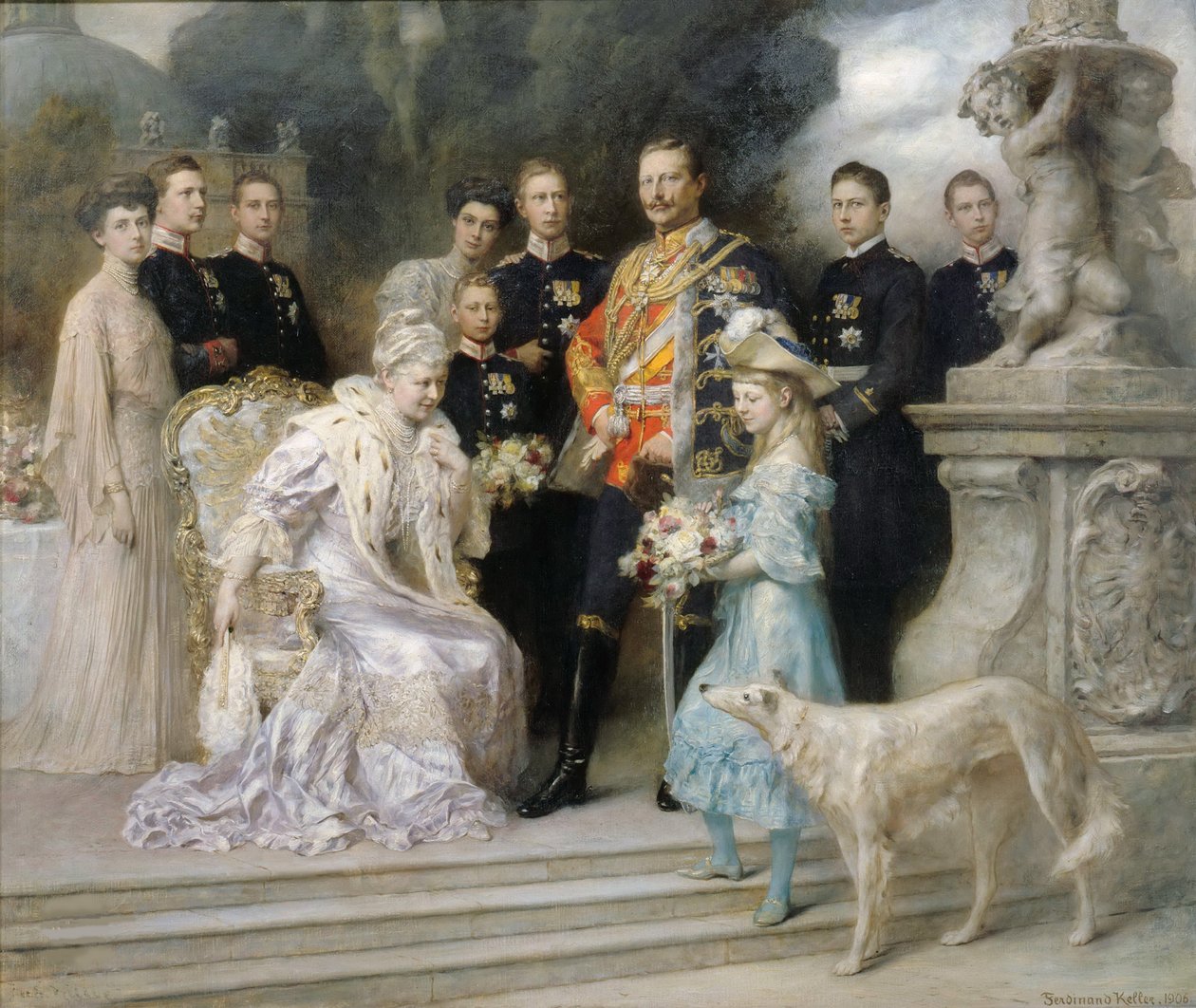 Gruppeportrett av den keiserlige familien i anledning sølvbryllupet, 1906. av Ferdinand. Keller