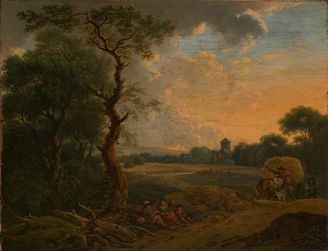 Kveldslandskap med høyvogn av Ferdinand Kobell
