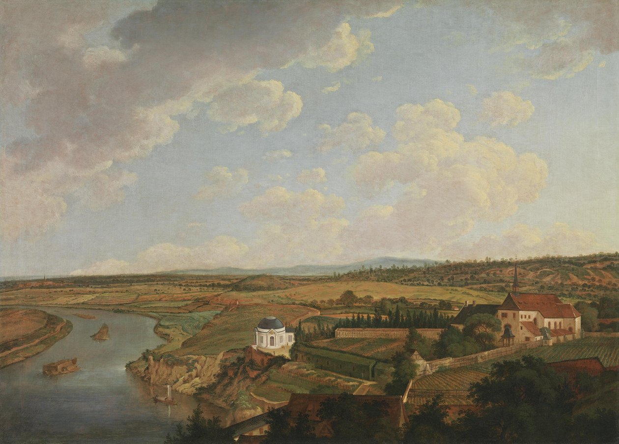 Utsikt fra Aschaffenburg slott mot Frokosttempelet og kapusinerklosteret (Aschaffenburg-syklusen) av Ferdinand Kobell