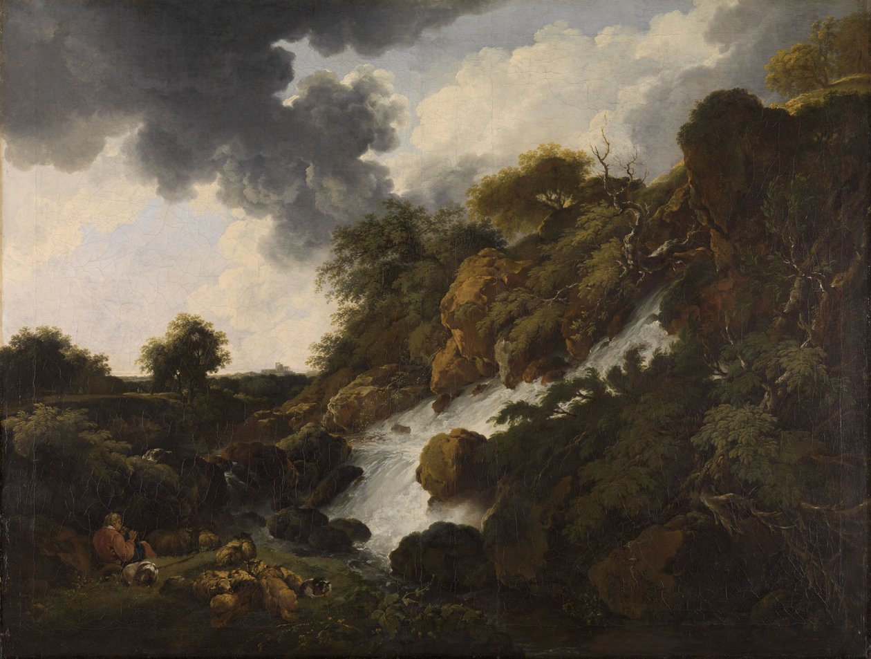 Fjellandskap med foss av Ferdinand Kobell