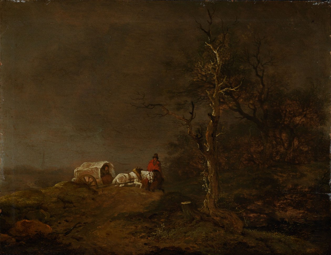 Tordenværslandskap med bondevogn av Ferdinand Kobell