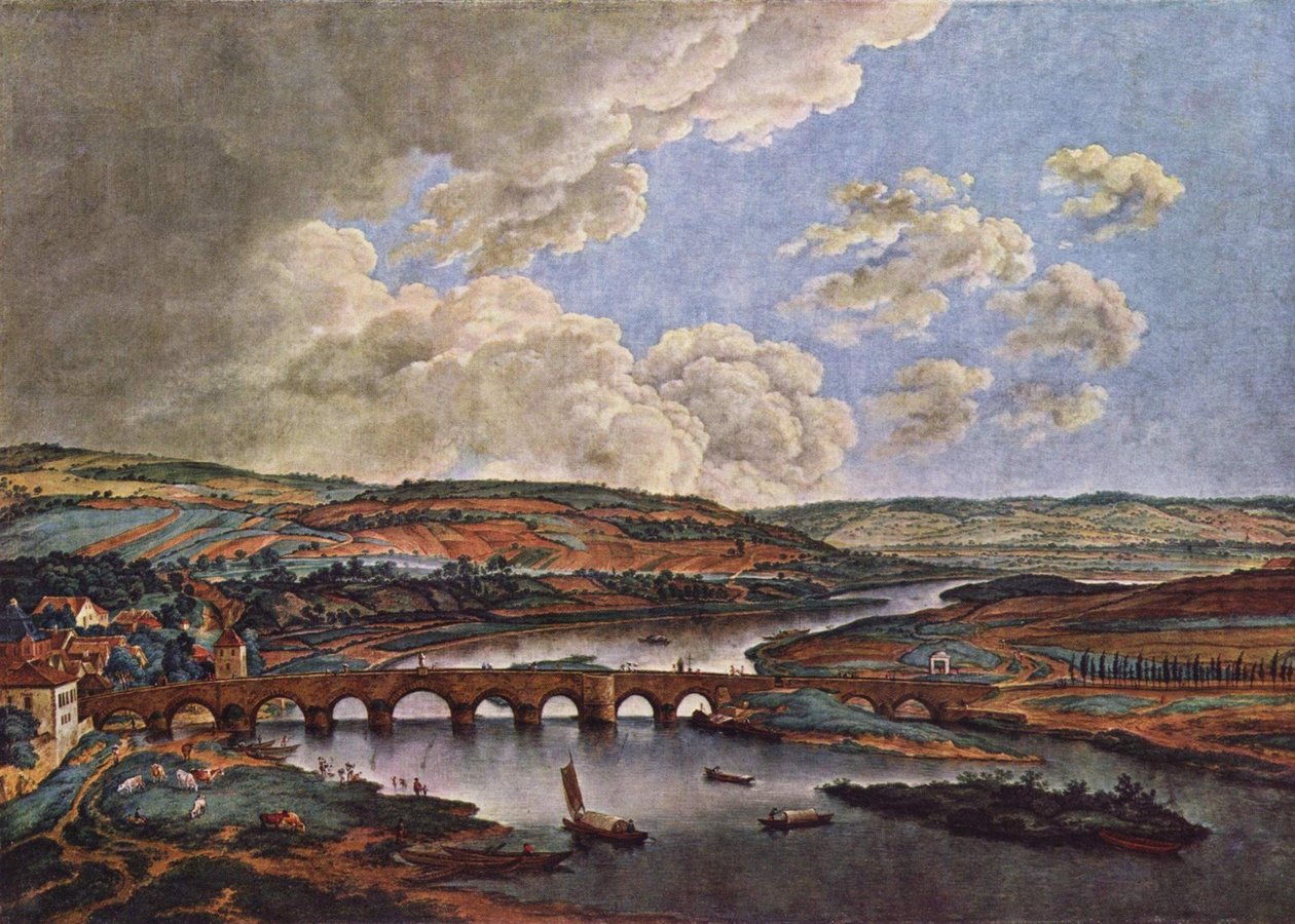 Mainbroen nær Aschaffenburg (Aschaffenburg-syklusen) av Ferdinand Kobell