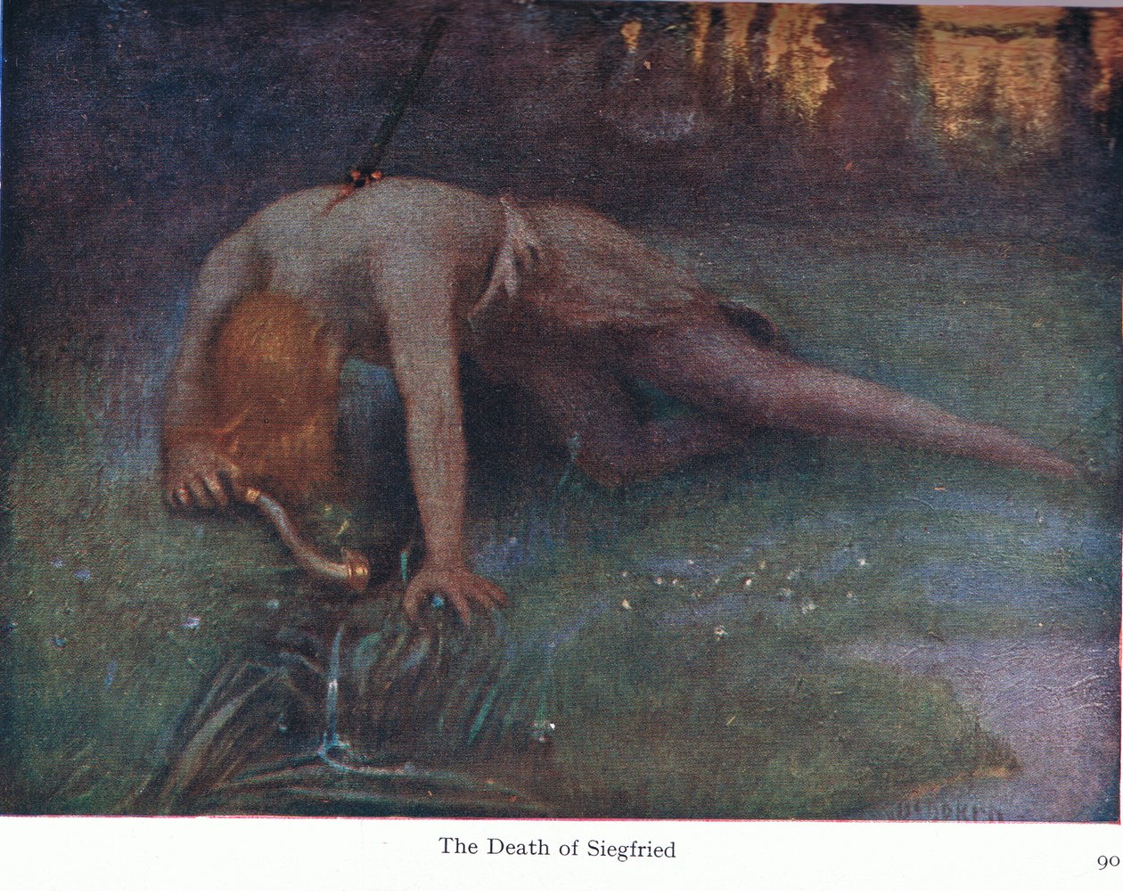 Siegfrieds død, illustrasjon fra The Stories of Wagner