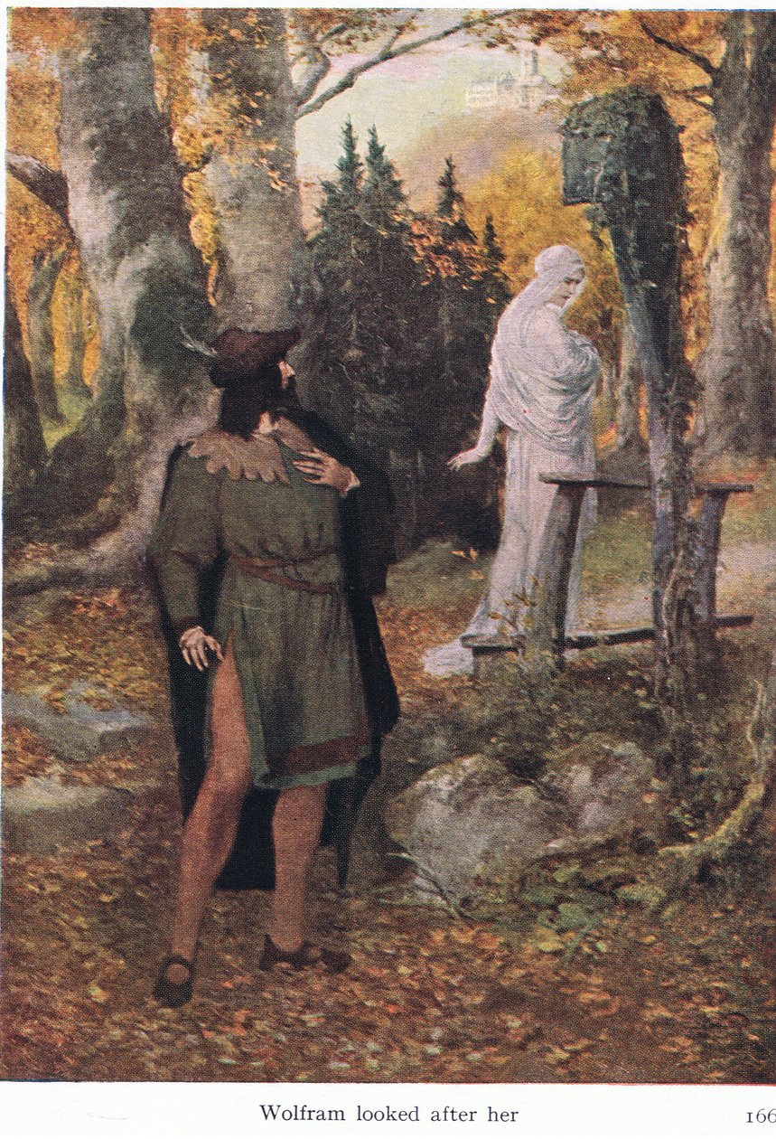 Wolfram passet på henne, illustrasjon fra puben The Stories of Wagner