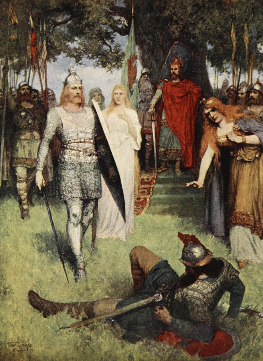 Han ble tvunget til å gi etter, fra 'The Stories of Wagner's Operas' av J. Walker McSpadden (1874-1960), 1905 av Ferdinand Leeke