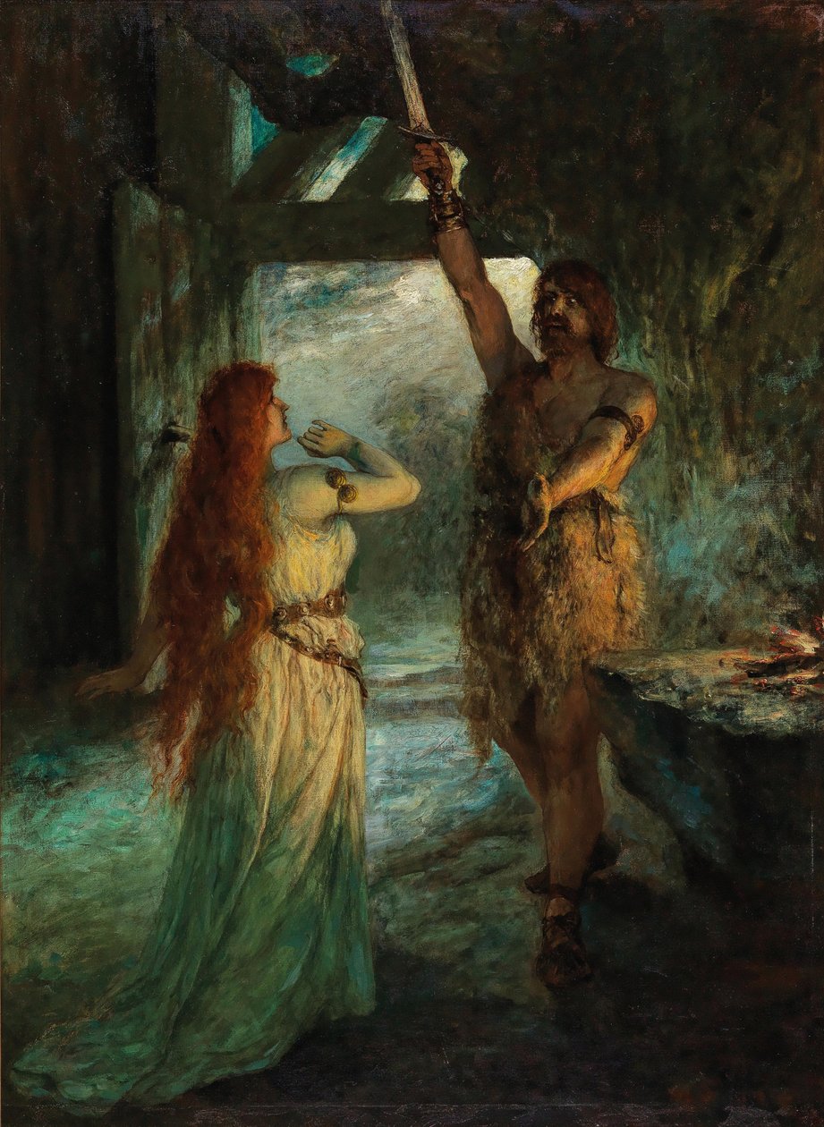 Valkyrie 1. akt: Sieglinde og hennes bror Siegmund. av Ferdinand Leeke
