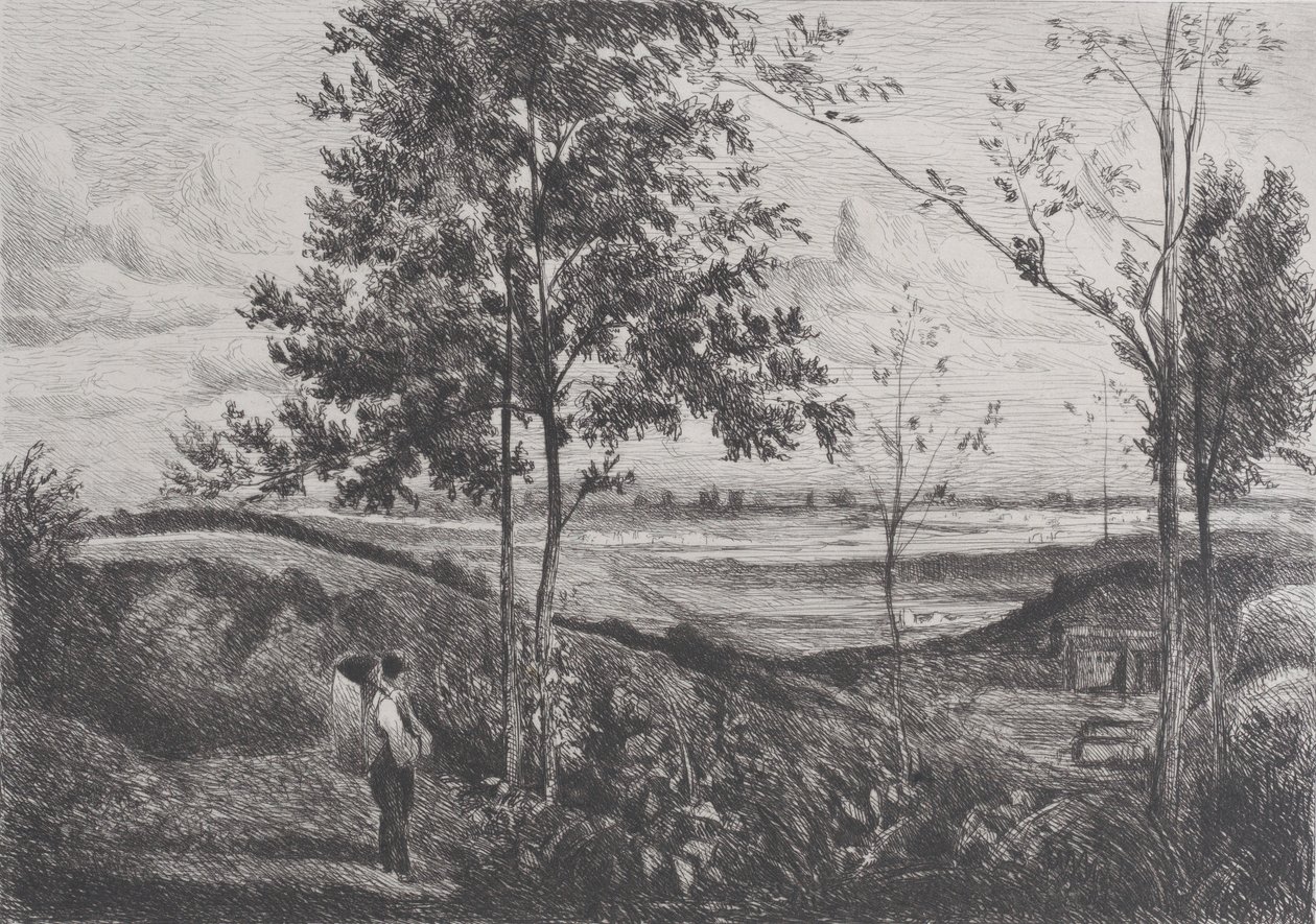 Landskap etter Corot, 1873-90. av Ferdinand Lefman