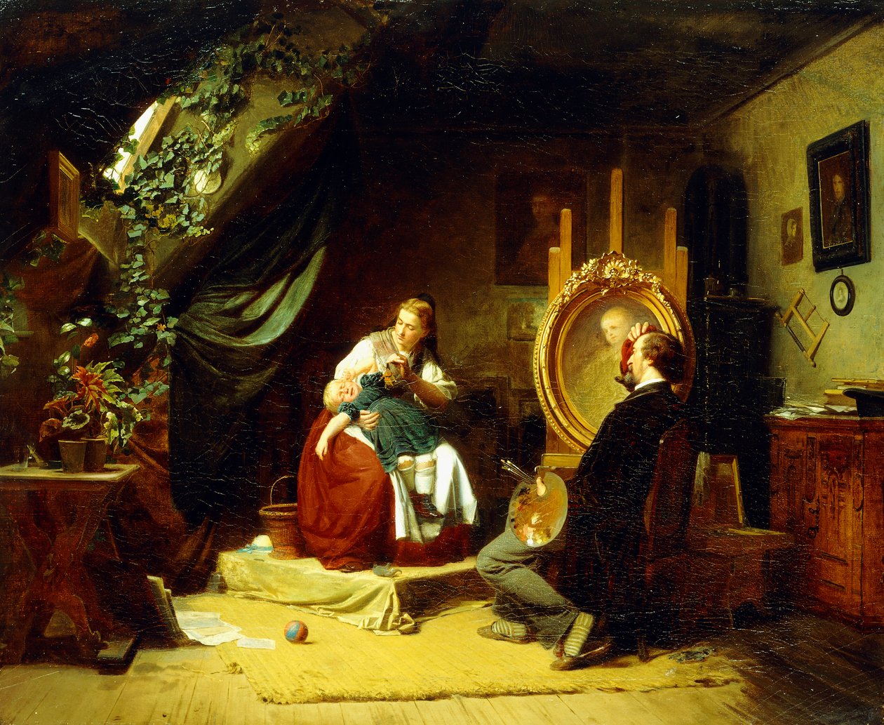 Den rastløse lille sitter, ca. 1860-69 av Ferdinand Meyer Wismar